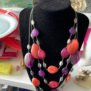 Vintage 3 Strand Lucite Necklace with tag NY